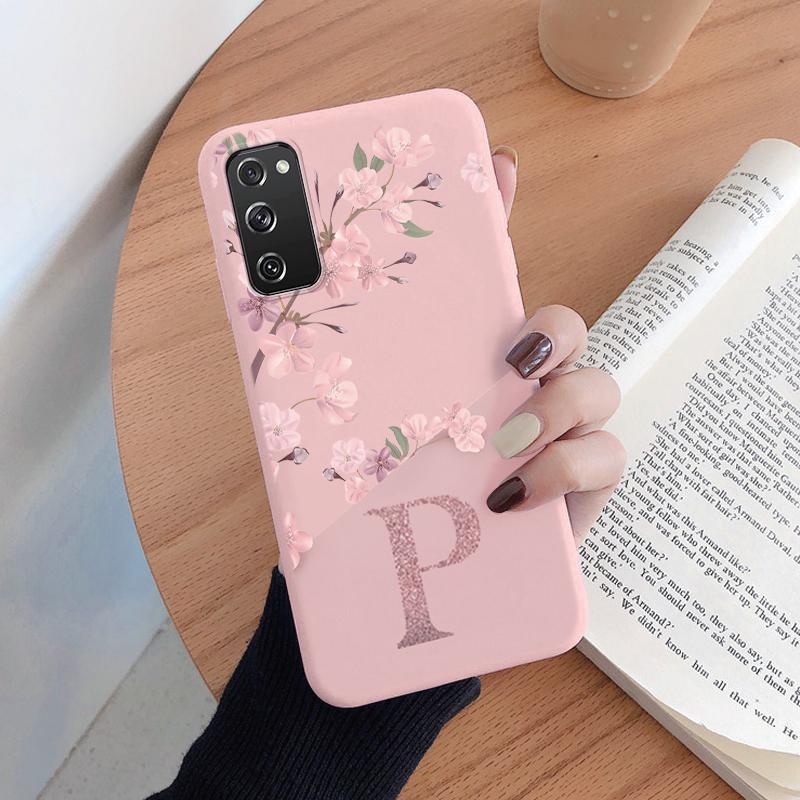 For Samsung Galaxy S25 Plus Ultra Phone Cases Cover Pink Letters Cute Flowers Pattern Soft Silicone Shell Bags Back TPU Fundas