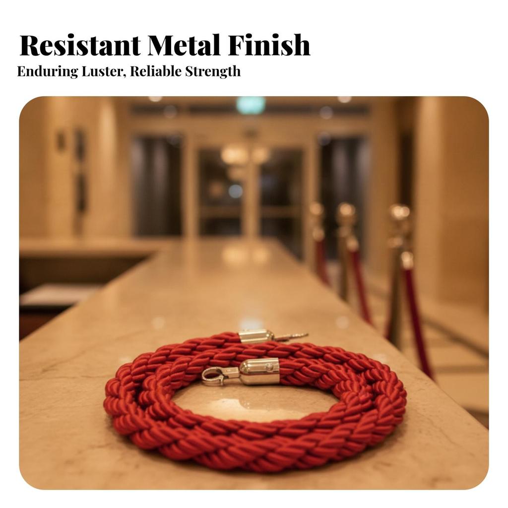 Braided Rope Barrier Decorative Stanchion Metal Clips