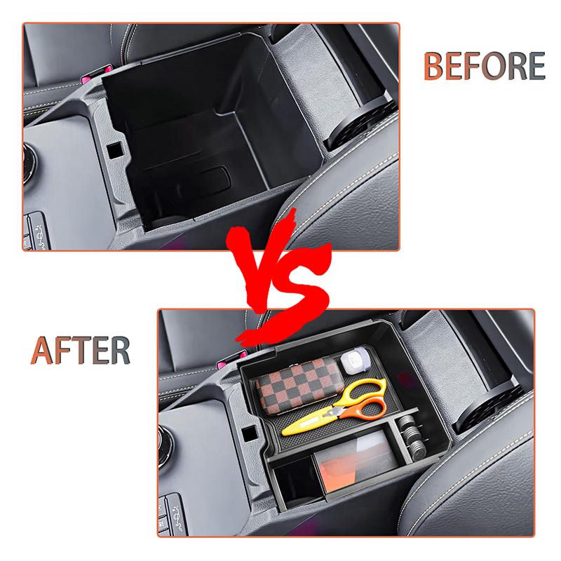 Car Armrest Storage Box Tray Console Organizer Holder for Ford Ranger&Ranger Raptor 2025 Electric Handbrake Interior Accessories