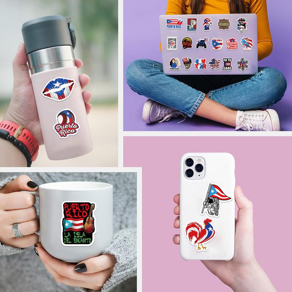 50 Cartoon Puerto Rico Graffiti Stickers Decorative Guitar Notebook Suitcase DIY Waterproof