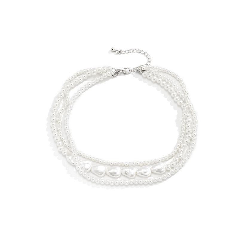 Vintage White Imitation Pearl Chokers Necklace for Woman Elegant Multilayer Bead Neck Chain Necklace Wedding Jewelry Party Gift