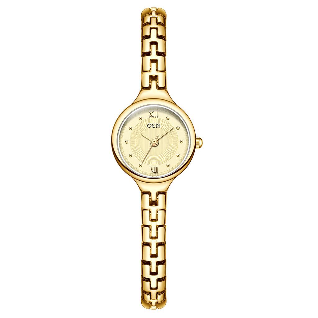 

Кварцевые часы Gedi для женщин с водонепроницаемой функцией и ювелирной застежкой золотой