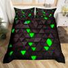 Geometric Triangle Duvet Set Blue Digital Print Three-Piece Set For Home And Dormitory Decoration