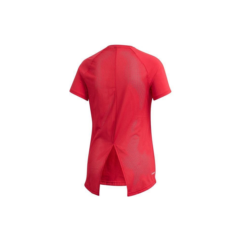 Adidas Womens D2m 3s Tee Back Split Reflective Logo Lightweight Running Short Sleeve T-Shirt Women Tops Red GD4667