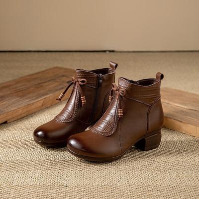 Damenstiefel Herbst Winter Neu Retro Weiche Sohle Bequem Kleine Lederstiefel Mode Vielseitig Temperament Knöchelstiefel Damen