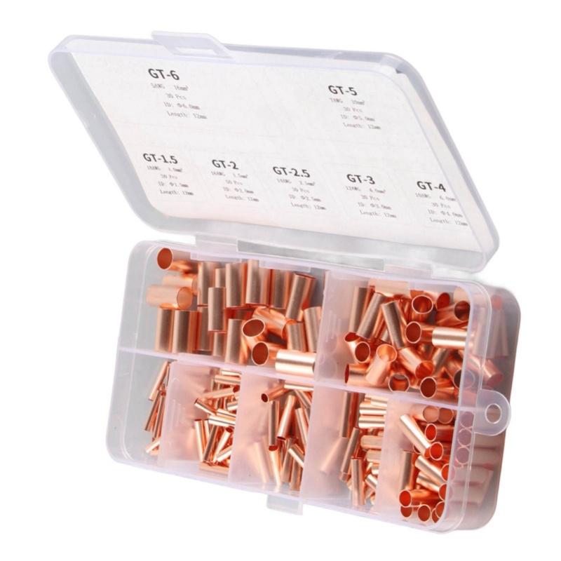 250Pcs Copper Tube Connector Kits Terminal Connecting Set Wire Hardware Supplies