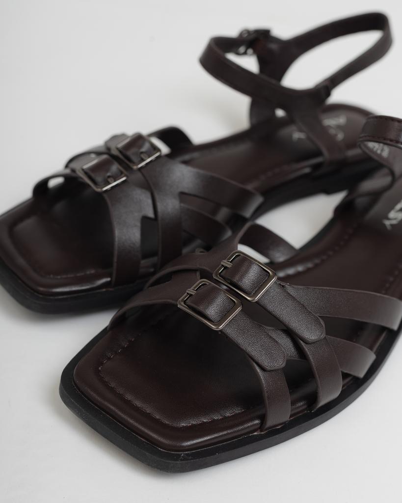 Flache Sandalen Allsy 41869 36 schokoladenfarben Öko-Leder