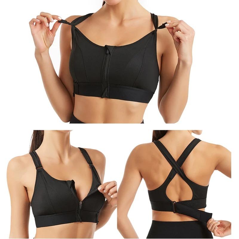 Reggiseni Sportivi da Donna Leggings Top Corto Gilet Cerniera Frontale Taglia Plus Spalline Regolabili Antiurto Palestra Fitness Atletico Reggiseno