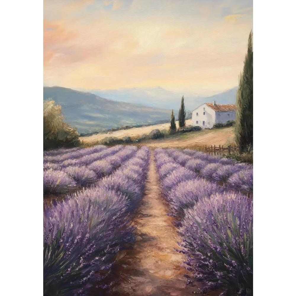 Vintage Amsterdam Country Road Rustic Lavender Fields Flower Poster Beach Landscape Canvas Painting Print Wall Art Room