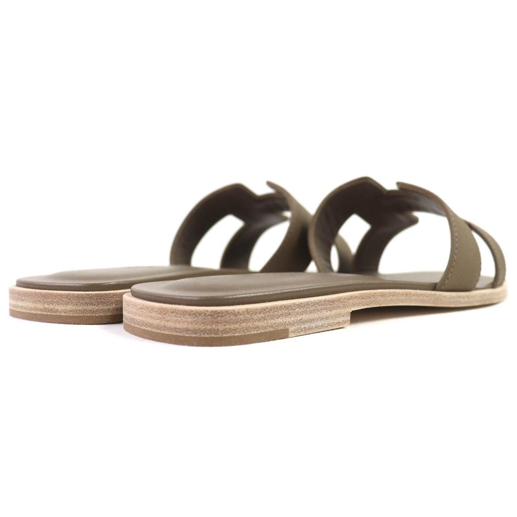 Pristine HERMES Mule Oran H logo leather flat sandals leather Women 37 Used