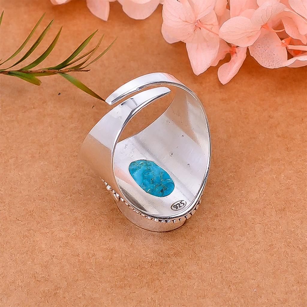 Turquoise Gemstone Handmade 925 Sterling Silver Gemstone Ring Stylish Handcrafted Statement Jewelry Perfect Birthday Gift