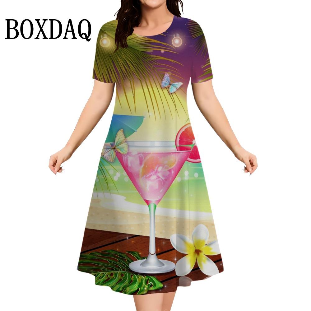 

2026 New Fashion Summer 3d Printing Short-sleeved Mini Dress Women s Casual O-neck Prom Party Beach Holiday Dress XL