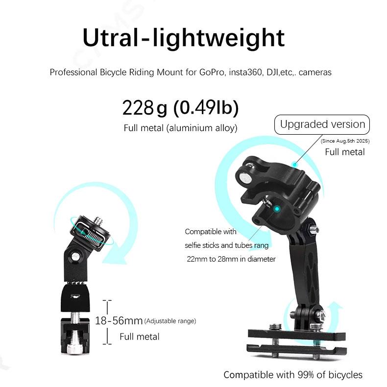 Camsteer Bicycle Backseat Mount 3rd Person View GoPro 13 12 Camera Brackets for Insta360 X5 X4 AcePro DJI Osmo360 Action 6 5Pro