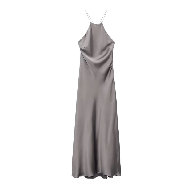 Spring New Arrival Open Back Evening Long Dress Sling Silk Satin Texture Dress 7904371 7904331