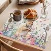 Easter Bunny Egg Floral Placemats Holiday Party Decor Spring Flowers Leaf Plants Dining Table Mats Place Mats Easter Decorations
