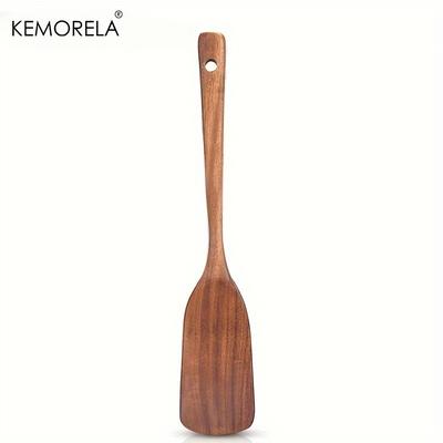 Ensemble de Spatules en Bois d'Acacia - Antiadhésives, Ustensiles de Cuisine Alimentaires pour Cuisiner, Mélanger, Frire, Retourner - Durables en Bois Fendu
