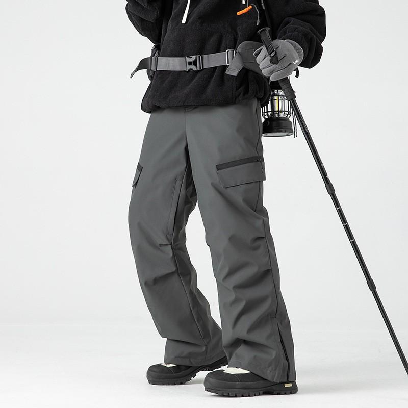 Mens Winter Ski Down Pants Outdoor Casual Windproof Cargo Trousers