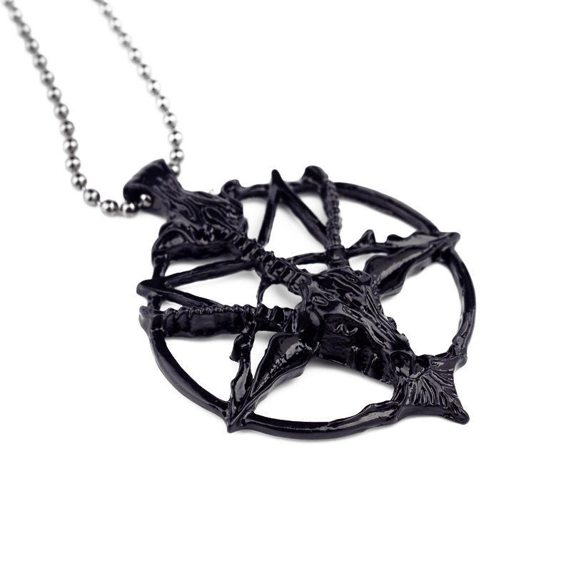 Vintage skull, Pan Shen sheep head necklace, circular pendant, pendant, women's autumn and winter sweater chain, European and American accessories