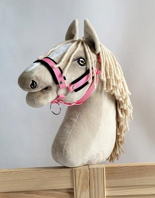 Adjustable Horse Halter Hobby Horse A3 Pink with Black Fur