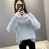 Lace Half High Collar Sweaters Women's Autumn and Winter Large Size Loose Bottom Knitted Pullovers Casual Print Jumpers