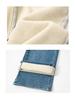 Zhi Zhi Winter Cropped Wide-Leg Fleece Jeans for Petite Women - Thick Plus Velvet Stretch Denim