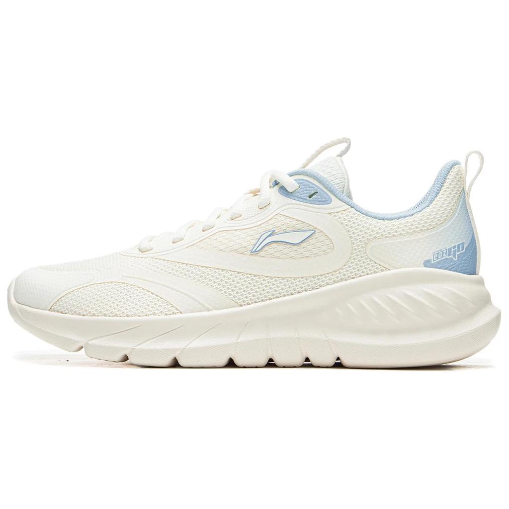 Li Ning Easy Flex Soft Shock Absorption Wear Resistant Breathable Rebound Low Top Running Shoes Women Running Shoes White Blue ARSU094-2