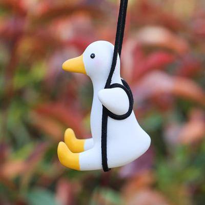Swing Duck Car Hanging Decoration Home Office Auto Rearview Mirror Cartoon Duck Hanging Ornament Animal Pendant Birthday Christmas Gift