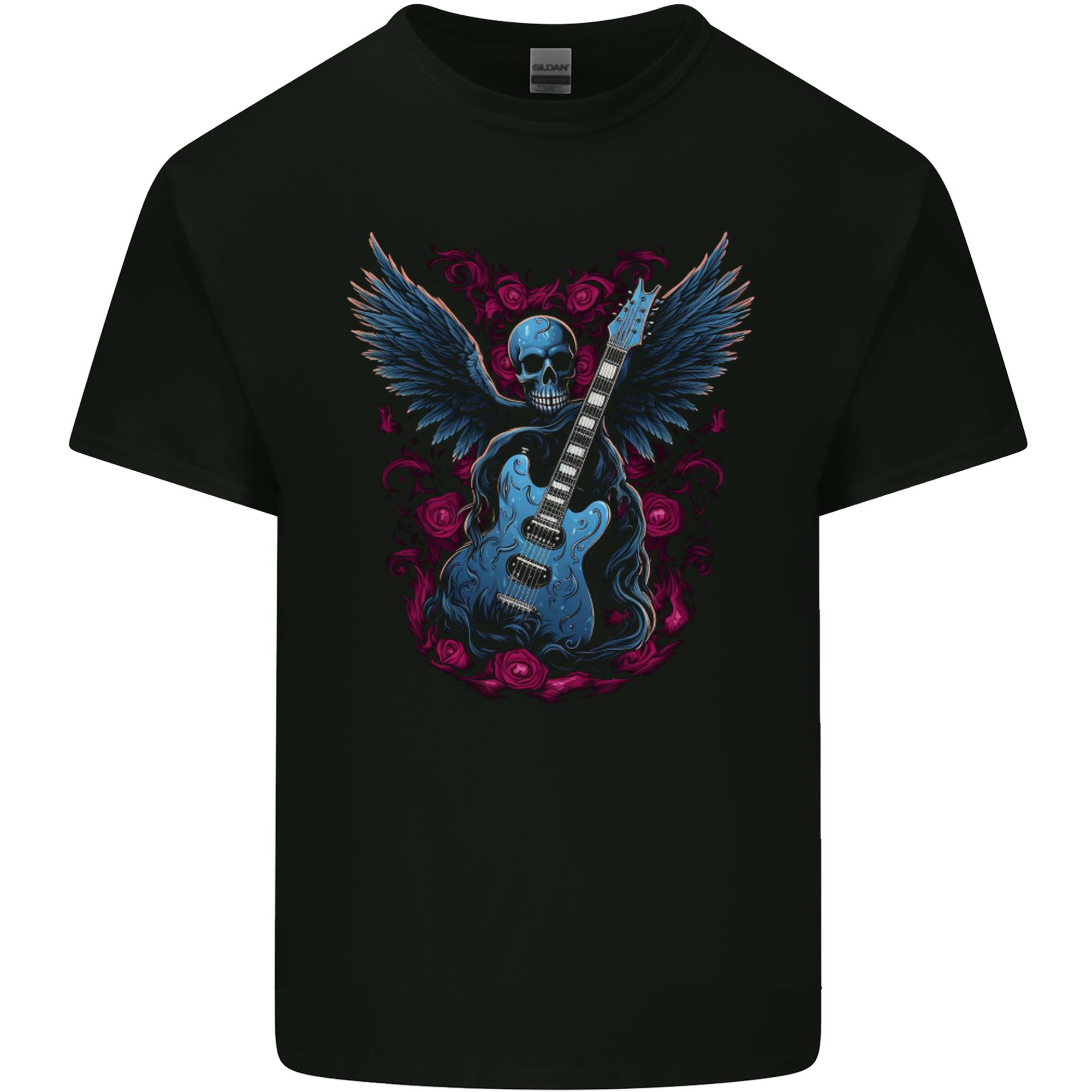 Guitar Skull Heavy Metal Rock Music Band Wings Unisexs Light Cotton TShirt S