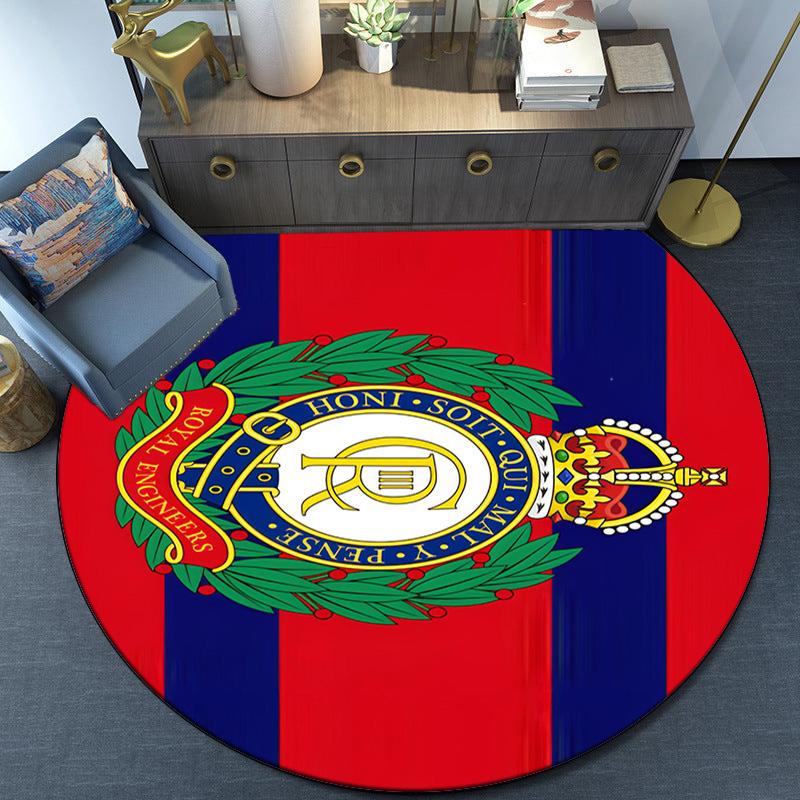 Royal Engineers Crest Emblem Round Rug for Livingroom,Bedroom, Palyroom, Chair Rug, Area Rug, Circle Carpet, Fan Christmas Gift