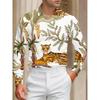 Luxury Shirt 3D Flower Printed Shirt Men's Fashion Shirt Men's Flap Collar Shirt Beach Menswear Business