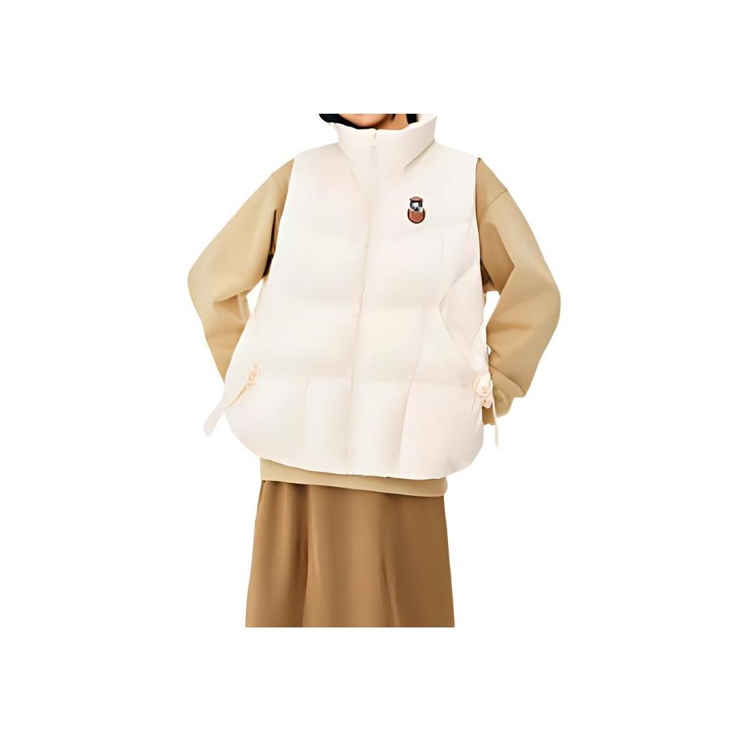 Anta Women s Casual Series Bear Embroidered Stand Collar Down Vest Off-White Women 962448907-1 M
