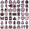 50 European & American Pink Gothic Graffiti Stickers for DIY Decoration - Waterproof for Guitar, Notebook, Suitcase.