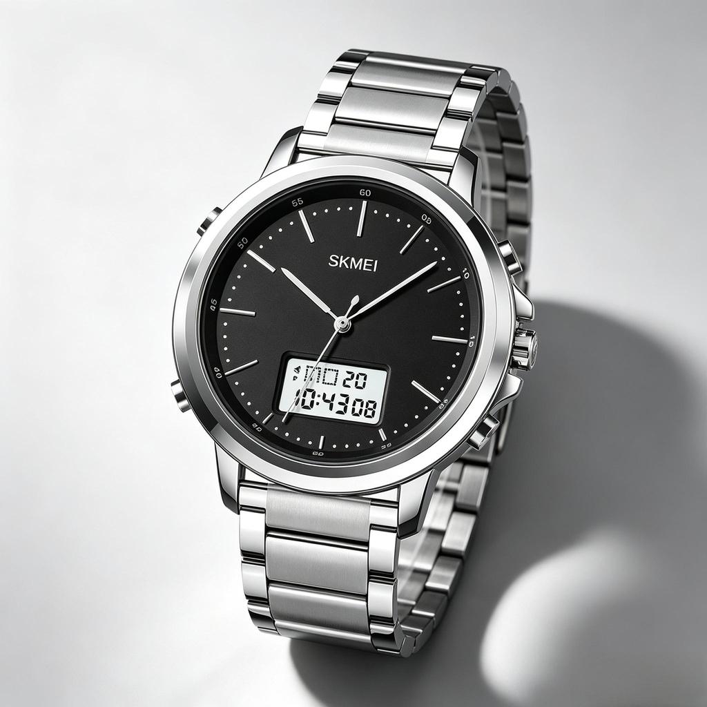 Men's Watch SKMEI Leather Strap 50M Waterproof LED Backlight 1652