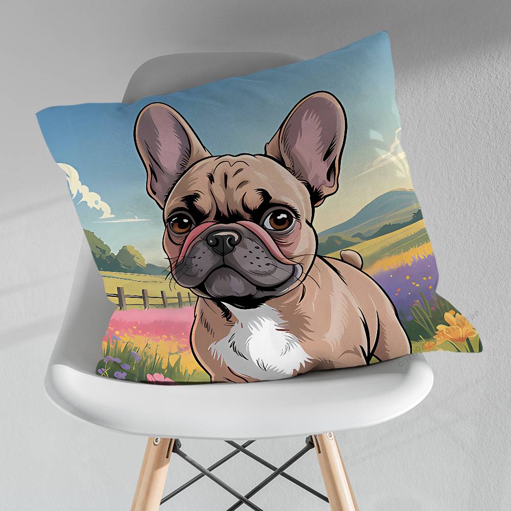 Cartoon Drench Bulldog Pillow Case For 30x30cm45x45cm55x55cm For Home Bedroom Decoration And Protector