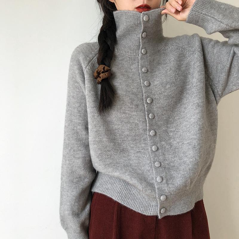 2026 Retro High-Neck Knit Women's Cardigan - Autumn Loose Fit Sweater