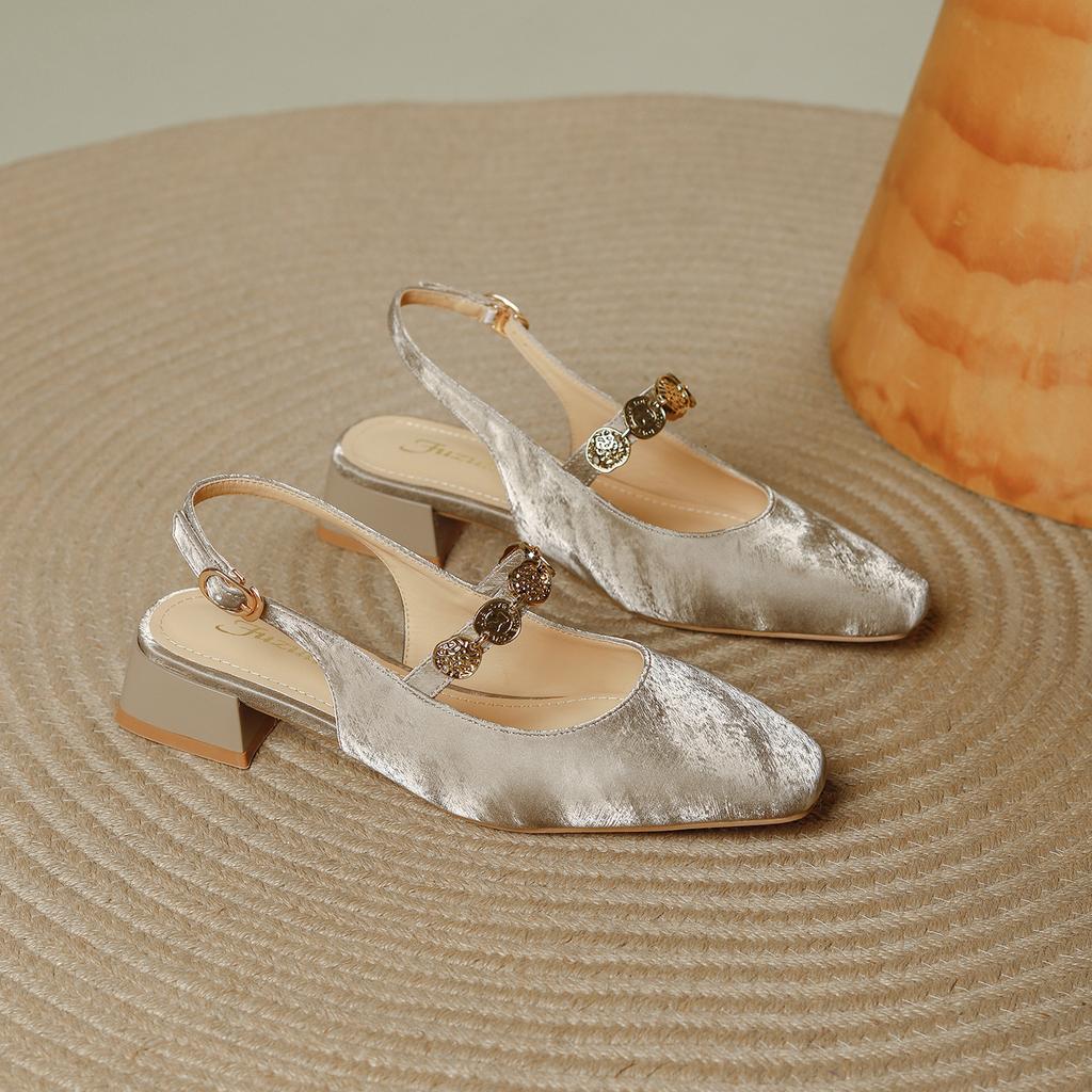 French shallow mouth bag head Mary Jane sandals 2025 summer new retro with cheongsam versatile empty high heels women