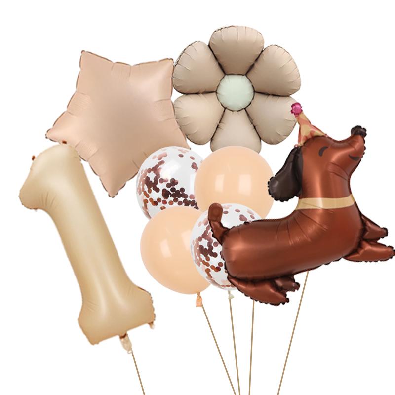 1 set of dog pet themed birthday balloon decoration set, daisy, husky, spotted dog, sausage, dog, bago, aluminum foil balloon 40inch