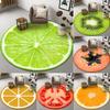 Round Carpet with Fruit Pattern Including Orange, Lemon, Tomato, Kiwi Soft & Versatile, Fresh Natural Fruit and Vegetable Style