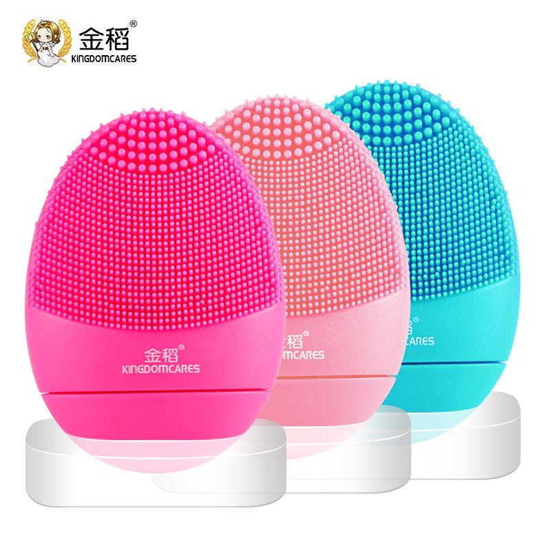 USB Recharge Electric Face Vibration Cleanser Facial Brush Silicone Waterproof Ultrasonic Pore Deep Cleansing Massager Beauty