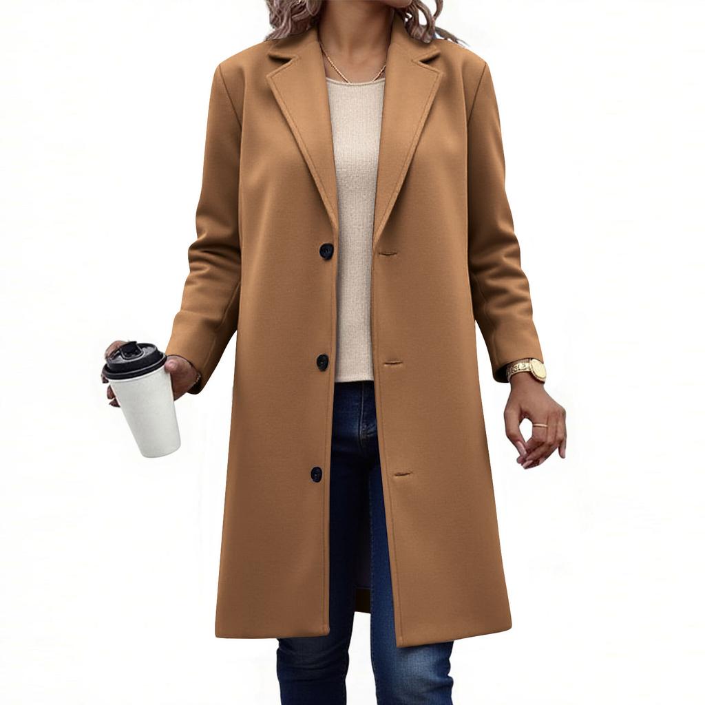 Women's Loose Comfortable Casual And Fashionable V-neck Long Sleeved Solid Color Woolen Jacket