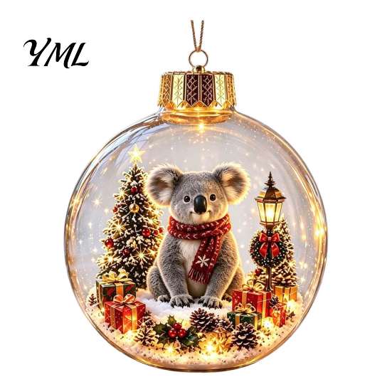 Creative Holiday Tree Embellishments Glowing Christmas Story Ornament, Light-Up Ball Hanging Decor with Warm LED Light, Miniature Scene Ornaments Mini