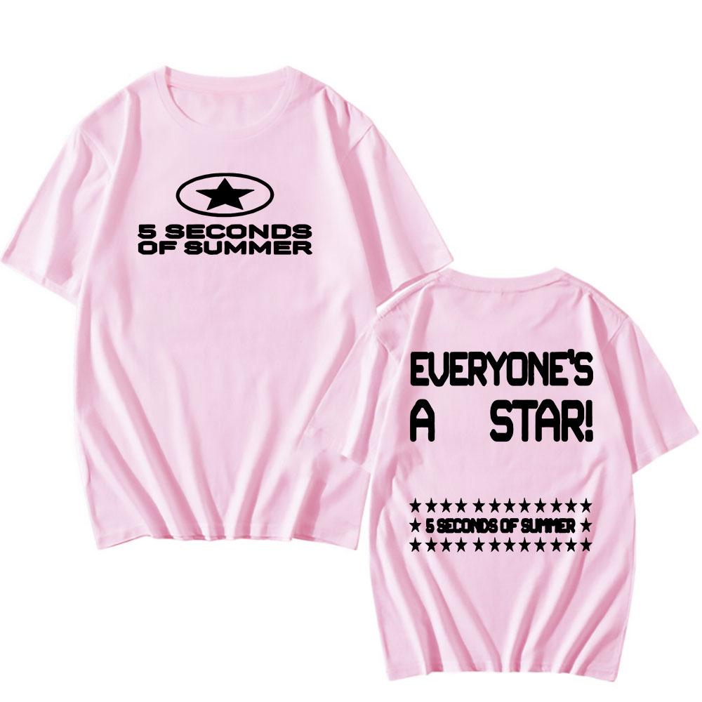 

5 SECONDS OF SUMMER Футболки гурту Кожен - Зірка Футболка з альбому З коротким рукавом Круглий виріз Бавовняні футболки Одяг з графічним принтом Топ S