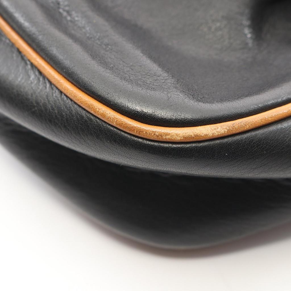 Used CELINE Macadam Shoulder Bag leather Black Brown Used Women