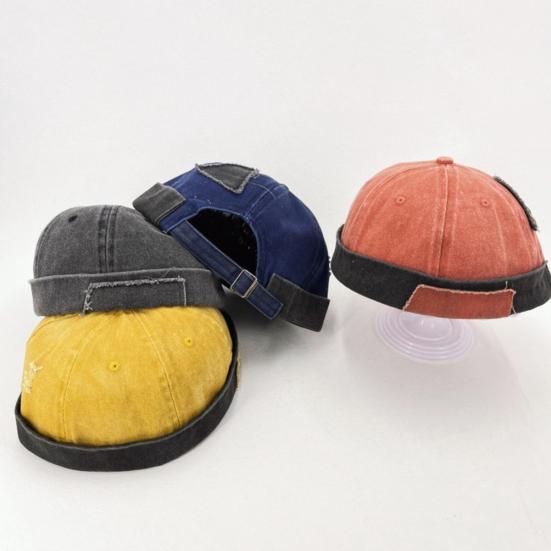 Vermieter Hut Verstellbare Metallschnalle Used Gewaschener Denim Hut Patchwork Stoff Street Hip-Hop Stil Unisex Kuppelkappe