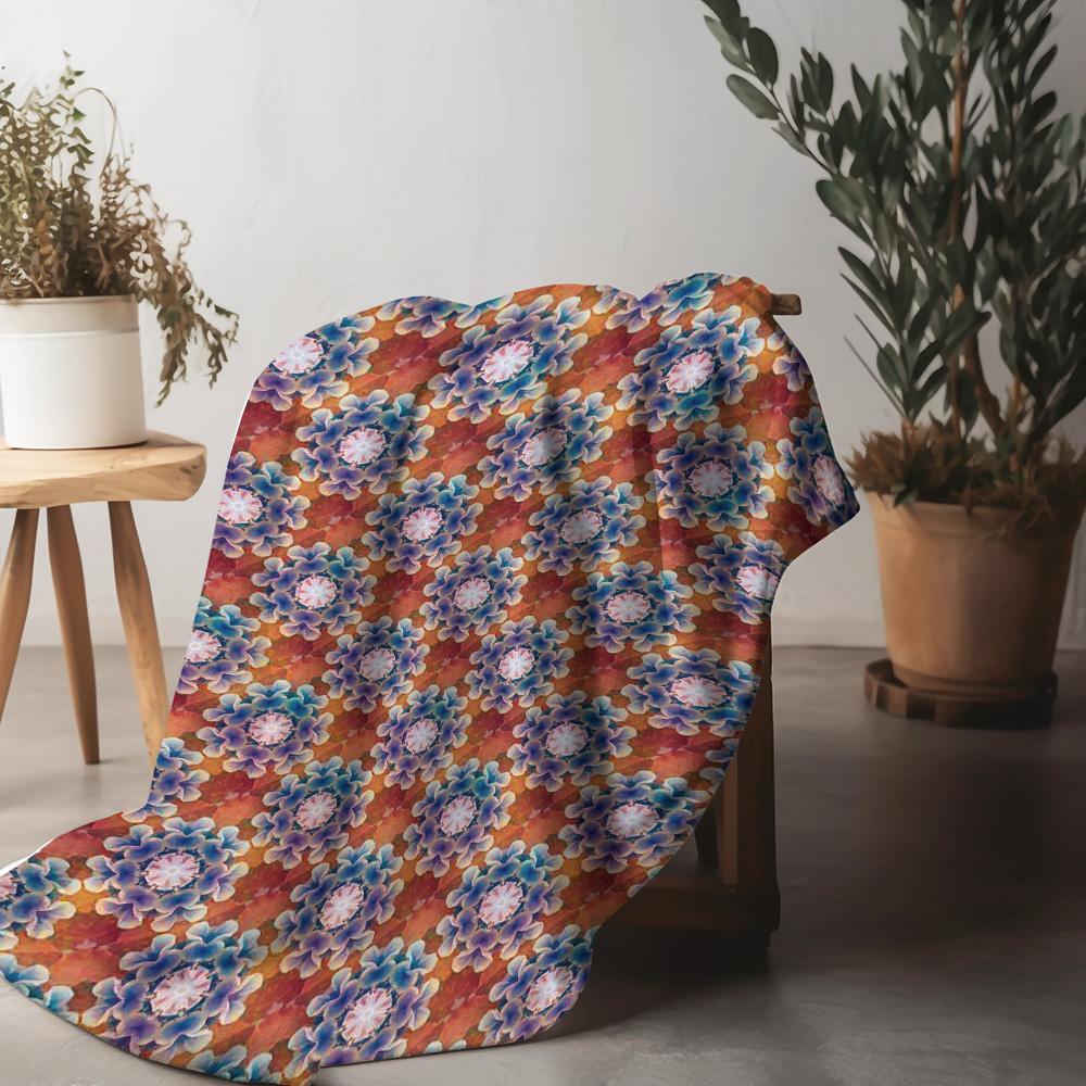 Soft Fleece Blanket Floral Print Throw Blanket for Sofa Bed Decorative Warm Cozy Throw Blanket