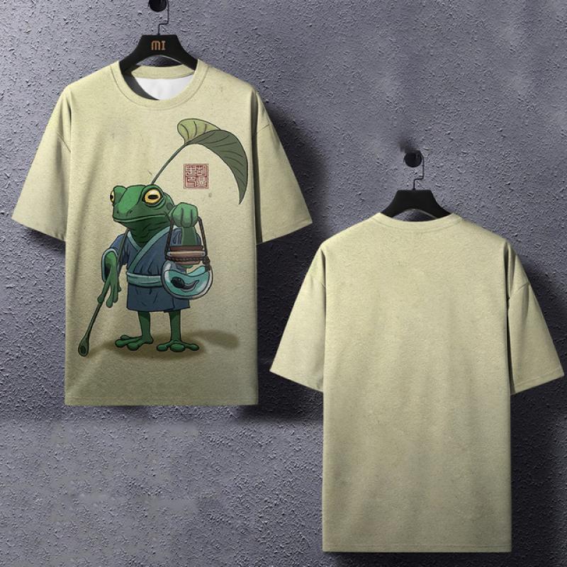 

Футболка с изображением животных для мужчин, футболки с 3D принтом в японском стиле и лягушкой, свободные футболки с короткими рукавами, мужская одежда больших размеров, топы XS