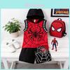 Spiderman Kinder Kurzarm Zweiteiler Set Mit Kapuzenpullover Baumwolle Sommer Outfit Für Kinder