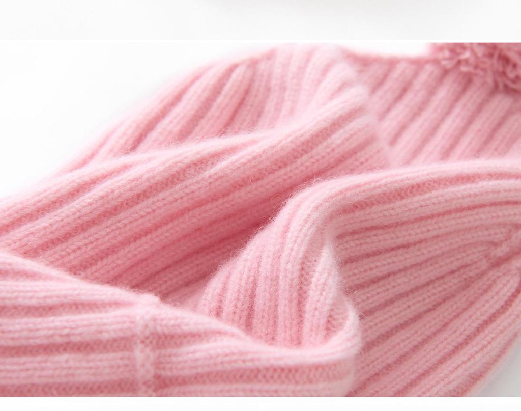Cozy Cashmere Knit Baby Hat - Warm, Elastic, Solid Color for Autumn/Winter