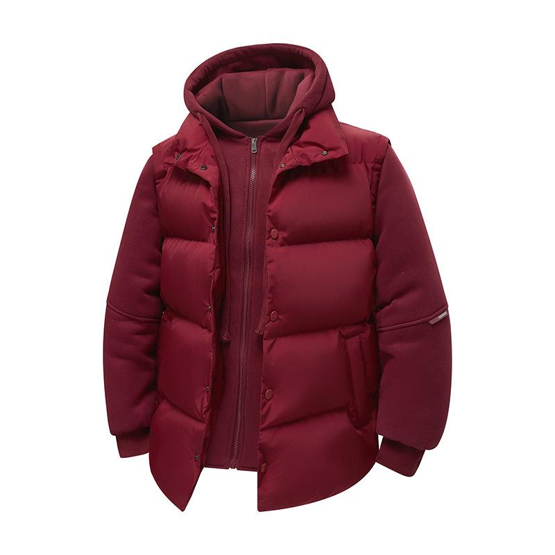 Unisex Color Block Cotton Jacket: Warm Hooded Coat for Autumn/Winter