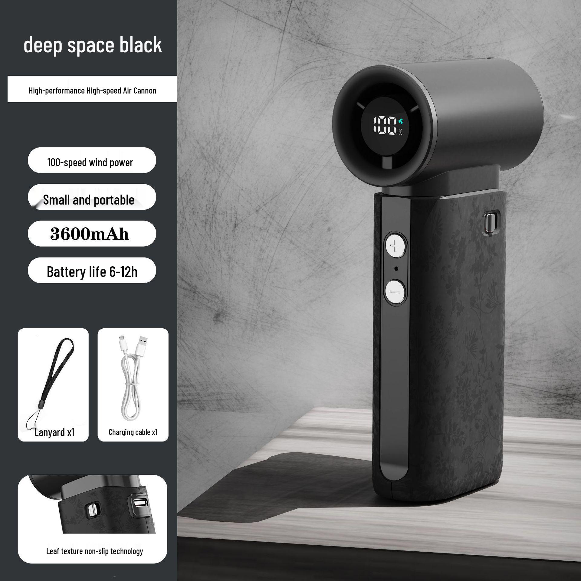 

Portable Silent High-Speed Adjustable Fan with Digital Display 123*60*36mm чорний